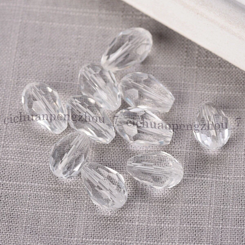 Venta al por mayor 30 piezas cuentas sueltas de vidrio de cristal facetado lágrima de 8x12 mm para hágalo usted mismo Foto 4 de 4