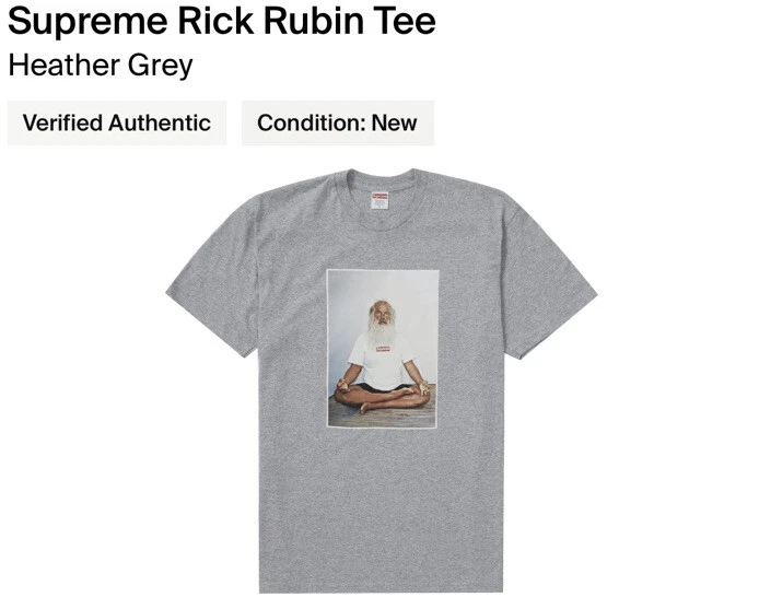 T shirt Supreme Rick Ruben ! FW21 Gris bruyère ! Petit ! Neuf avec étiquette ! Rare ! 100 % authentique !!