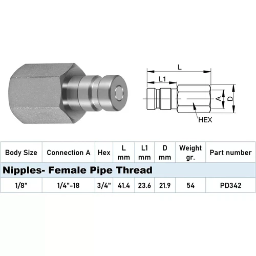 PD342 Series PD Steel Test Port & Diagnostic Equipment Quick Nipple 6000 psi√ - Picture 4 of 17