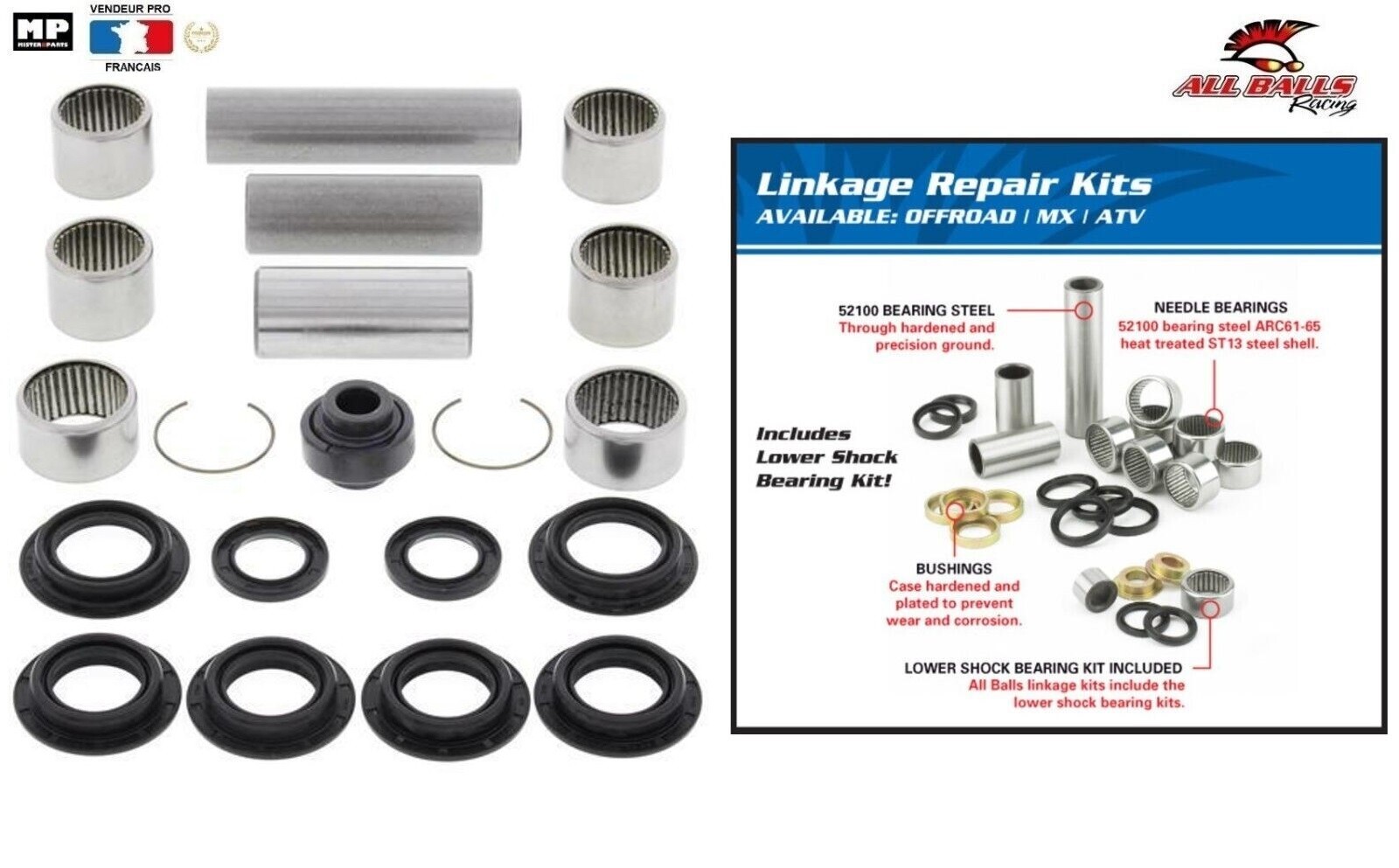 Kit roulements biellette amortisseur 27-1026 pour éliminer le jeu