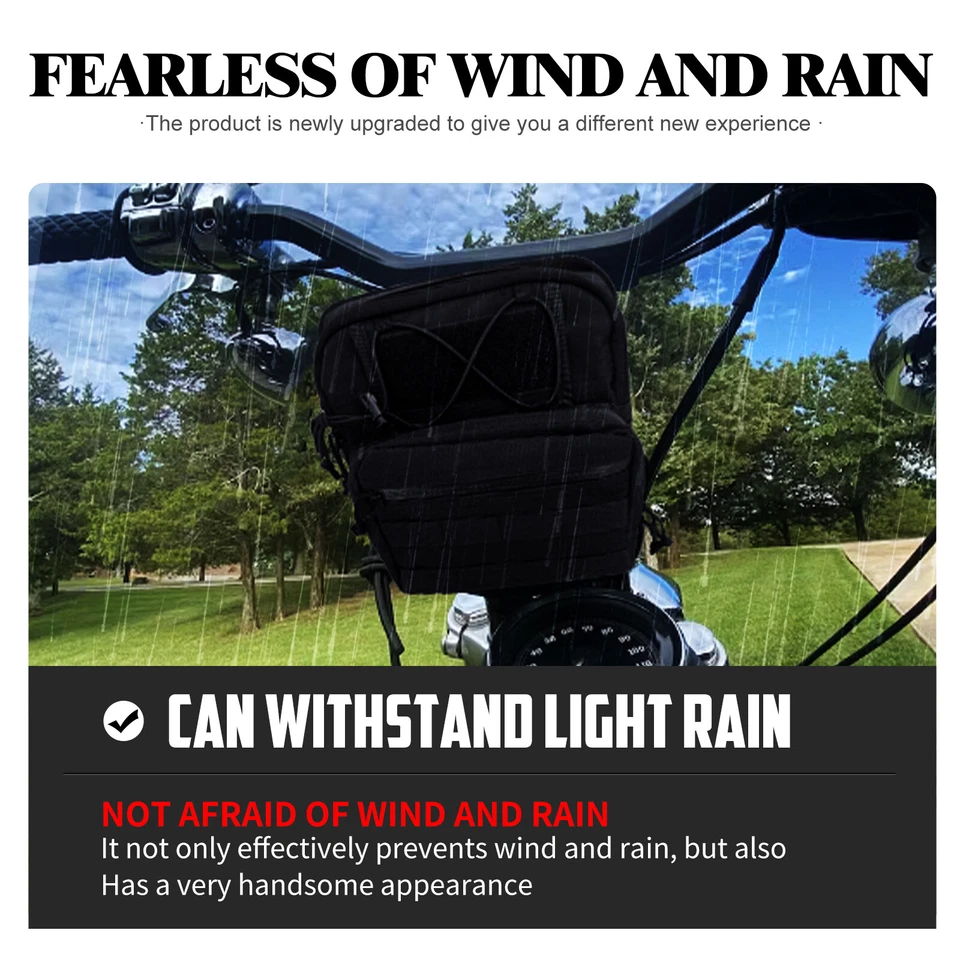 Universal Motorcycle Handlebar Backrest Nylon Bag w/ Waterproof Storage Pouch - Image 4 of 4