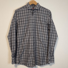 Hugo Boss Gray Plaid Sharp Fit Button Down Shirt Size Large