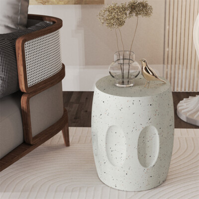 Unique Lightweight Concrete Side Table Stool Accent Table Small Coffee End Table
