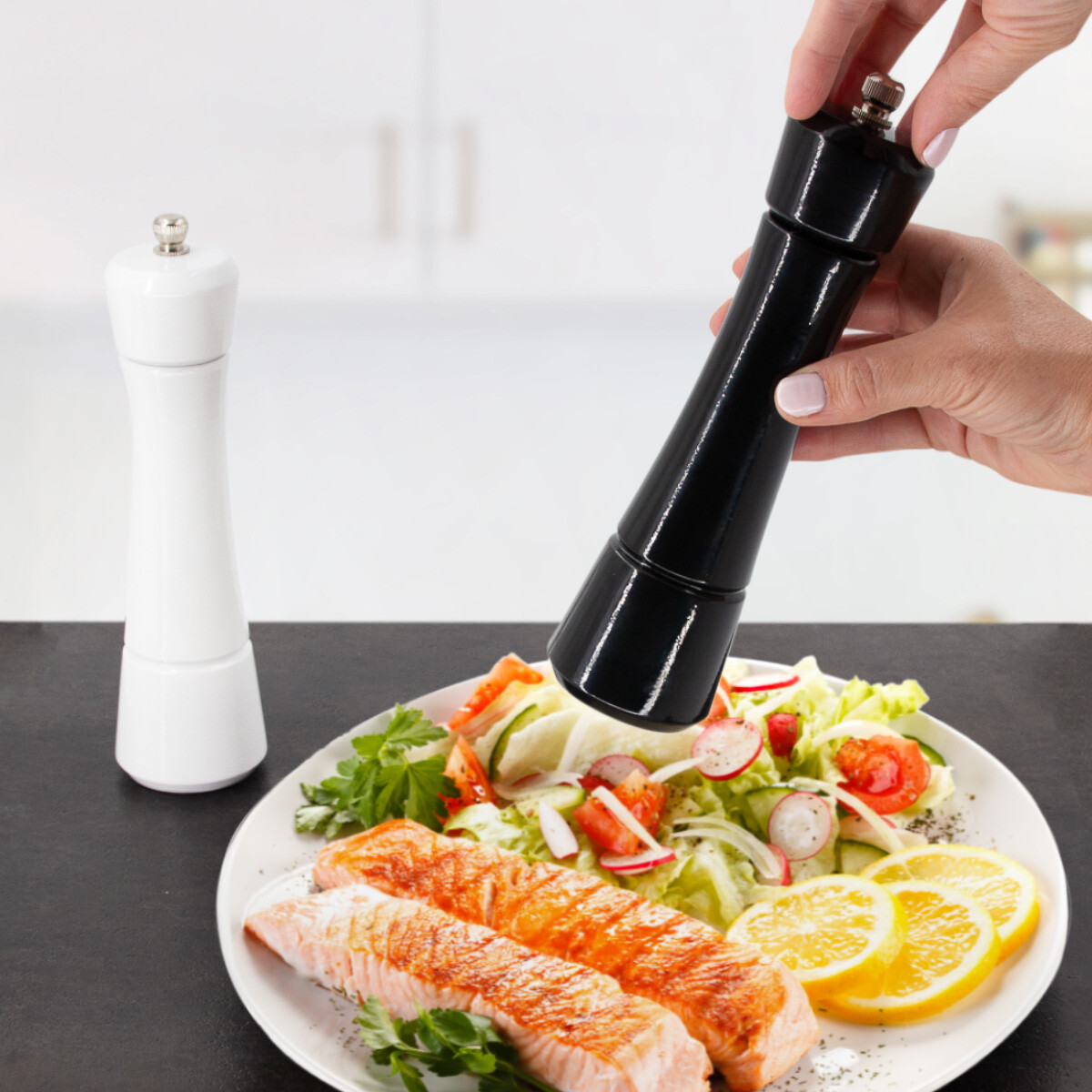 2pc Kamenstein 8” Salt and Pepper Mill Grinder Set Adjustable Manual Ceramic eBay