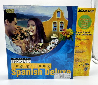 Microsoft Encarta Language Learning Spanish Deluxe Microphone, 4 CD's, Workbook