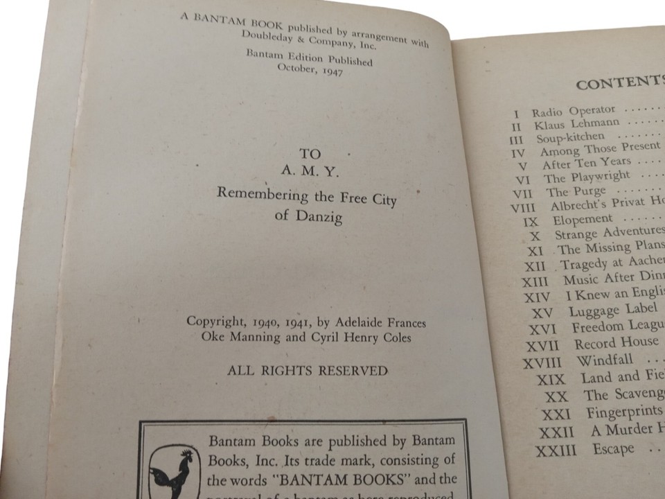 1947 A TOAST TO TOMORROW Manning Coles PULP FICTION ART COVER PB SPY