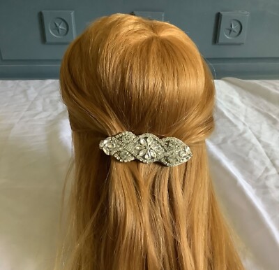 Large rhinestone appliqué french barrette