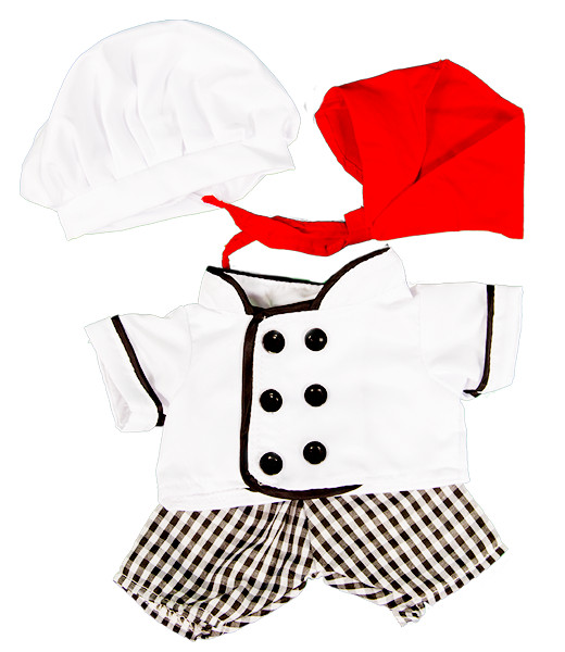 Ropa de oso de peluche Chef 16"" traje ajuste 14"" - 18"" construir un oso