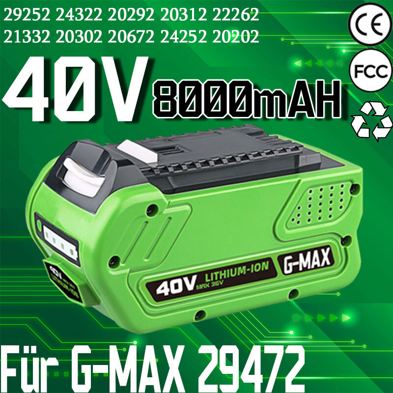 DE 40 Volt 8.0Ah 40V Akku G-MAX 29462 29472 29252 Li-Ion Batterie for