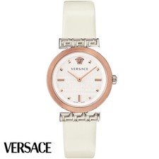 Versace VELW00120 Meander white rose gold ivory Leather Women's Watch NEW