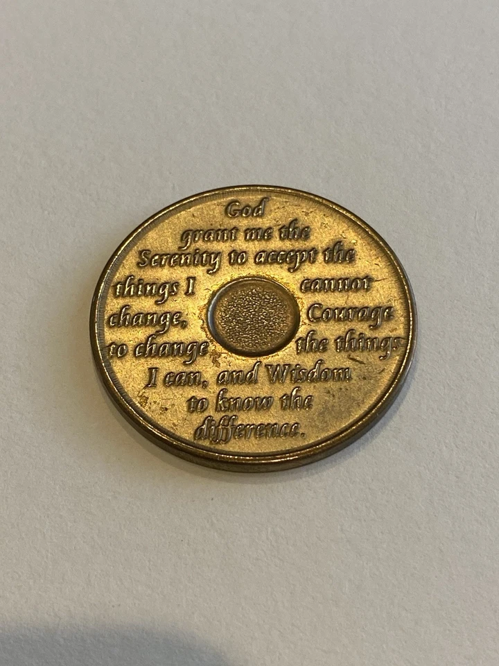3 Months Alcoholics Anonymous AA Bronze Medallion Coin Sobriety Chip - Image 2 of 2