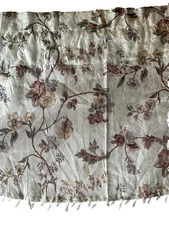 Z Vtg Retro MCM Curtain Bead Fringe 4 Valances 2 Panels Floral 60s New Old Stock