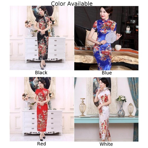 Floral Print Short Sleeve Cheongsam Dress Traditional Chinese Dress for Women - Picture 4 of 28