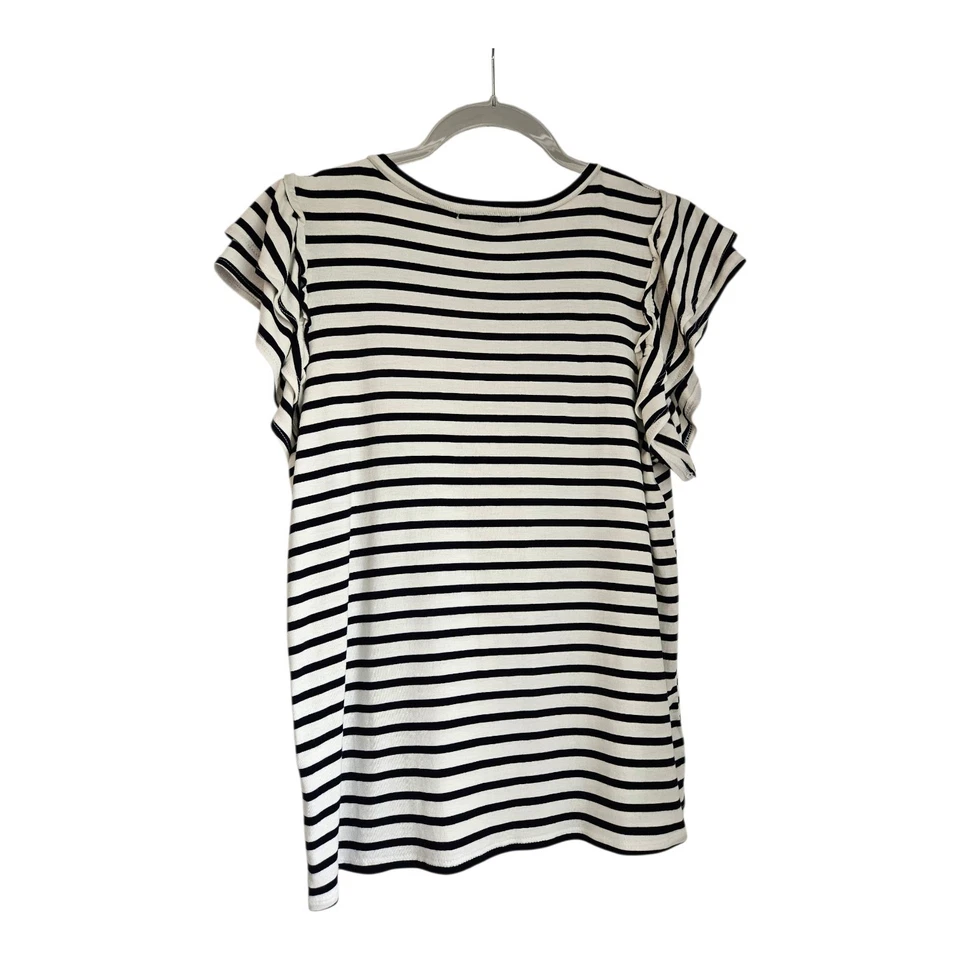 Nuevo con etiquetas Sobre Verde Para Mujer S Top Negro Blanco Rayas S/S Mangas Elásticas Flutter Foto 2 de 4