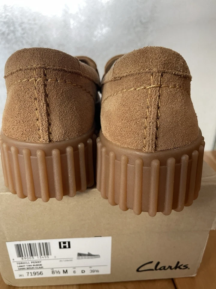 Mocasines Clarks Torhill Penny Plataforma Cuero Para Mujer EE. UU. 8.5 Gamuza Tostada Clara Foto 3 de 4