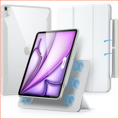 Hülle für iPad Air 13 Zoll Abnehmbar Magnetisch Vertikaler Ständer Weiß