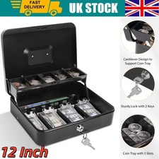 Metal Cash Box Money Bank Deposit Steel Tin Security Safe Petty Key Lockable