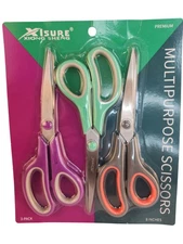 X1Sure Multipurpose Scissors 3-Pack 8-Inch Premium Stainless Steel Comfort Grip