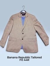 Banana Republic Mens 44R Sport Coat Blazer Khaki Cotton Linen Tailored Fit 2 Btn