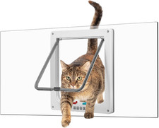 Cat Door for Window, Fits 18"-28" Width Window, Cat Window Door with 4 Locking M
