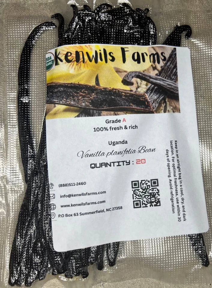 Frijoles de vainilla orgánicos, grado A. Regordete, húmedo con 30-35% de contenido de humedad Foto 4 de 4