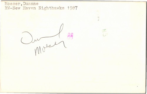 1980's -Duanne Moeser- Signed/Autograph/Auto Postcard Flint Spirits NHL