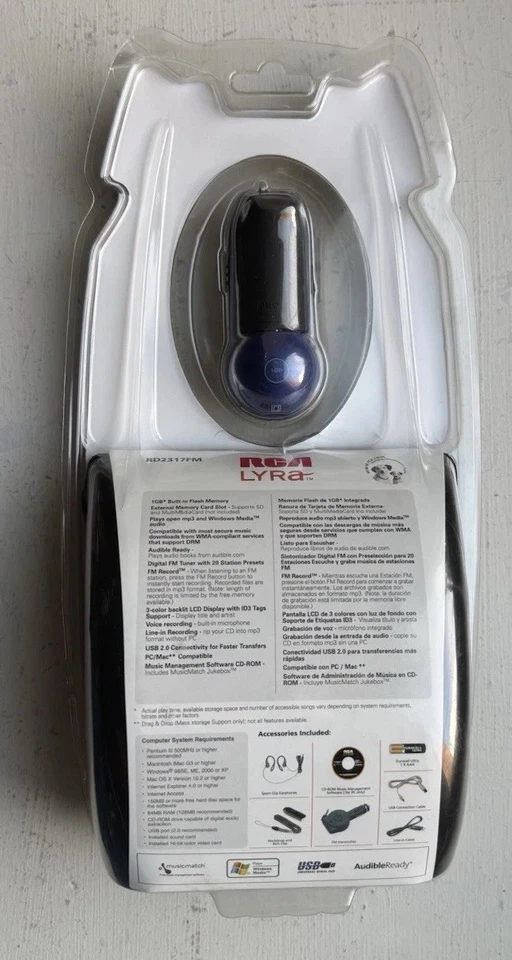 RCA Lyra RD2317FM 1GB Portable MP3 Player SD Card Slot w/  FM Tuner NEW SEALED - Image 2 of 4