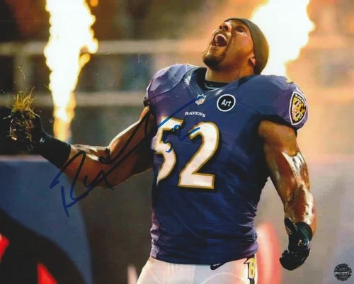 Ray Lewis Signed Autographed Baltimore Ravens 8x10 Photo with COA-Hologram