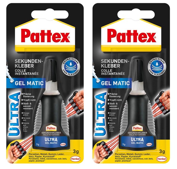 Pattex Sekundenkleber Ultra Gel Matic Kleber Klar 2 Packungen 3G PSG5C-image