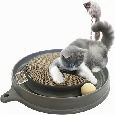 AUOON Cat Scratcher Toy with Ball Track - 3 in 1 Interactive Cat Toy, Cat Scratc