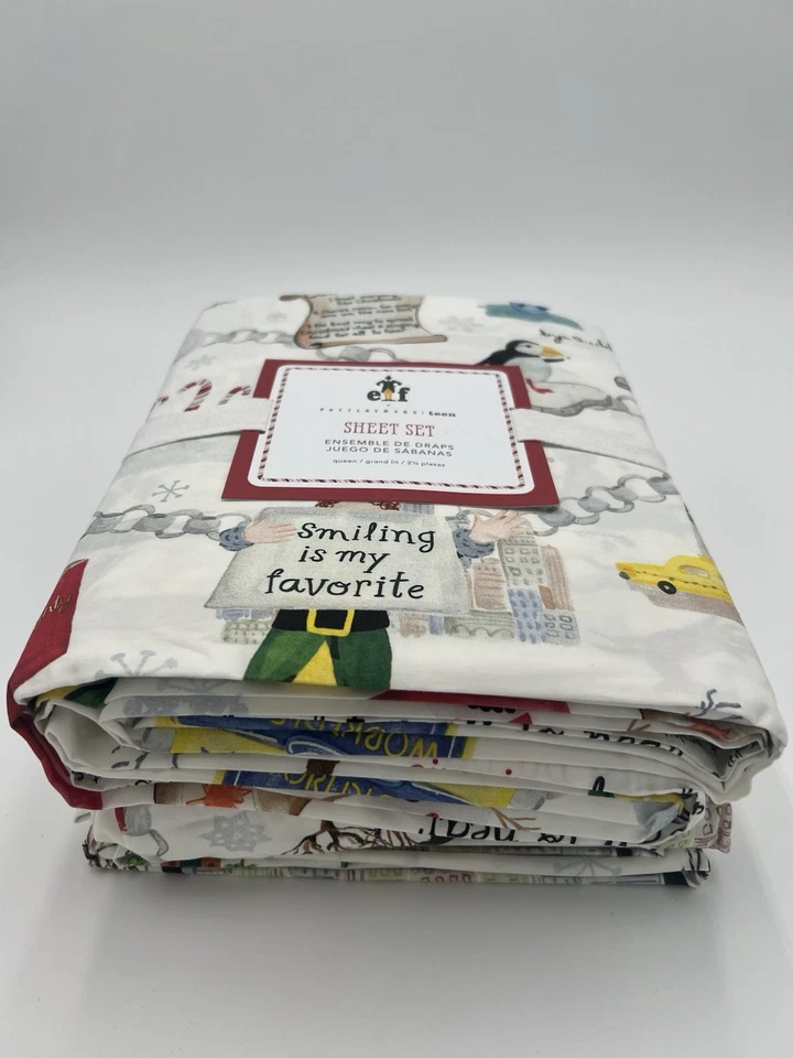 Pottery Barn 青少年精灵™ 床单套装 - 大号 - 假日床上用品全新带标签 — 第 3/4 张图片