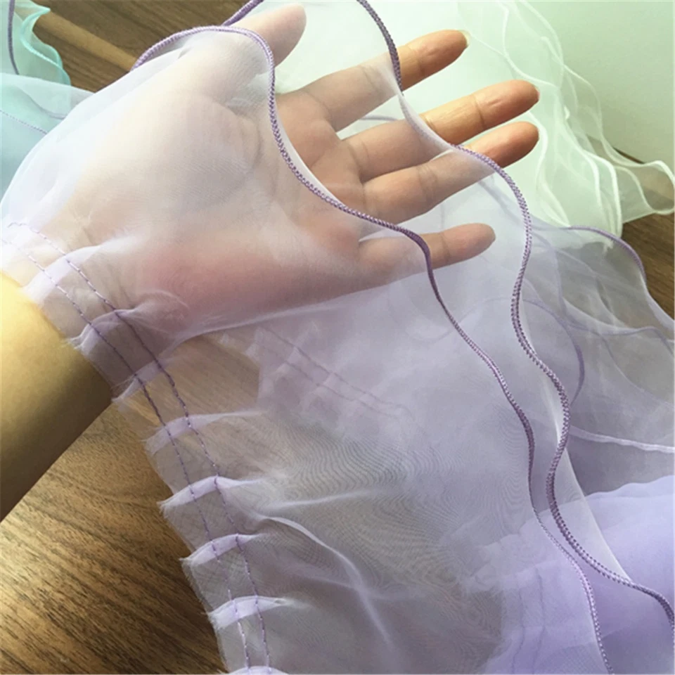 2Yds Plissee Spitzenborte Organza Rüsche DIY Hochzeit Rock Nähen Besatz Handwerk - Bild 4 von 4