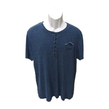 Buffalo David Bitton Henley T Shirt Mens M Short Sleeve Blue City Outdoor  #7777