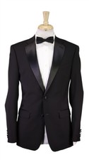 Calvin Klein Black Formal Tuxedo Blazer Jacket Wool Stretch 38R