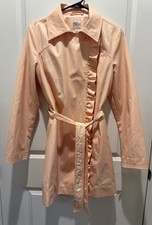 CB Peach Vintage Style Ruffled Rain Coat, Sz M