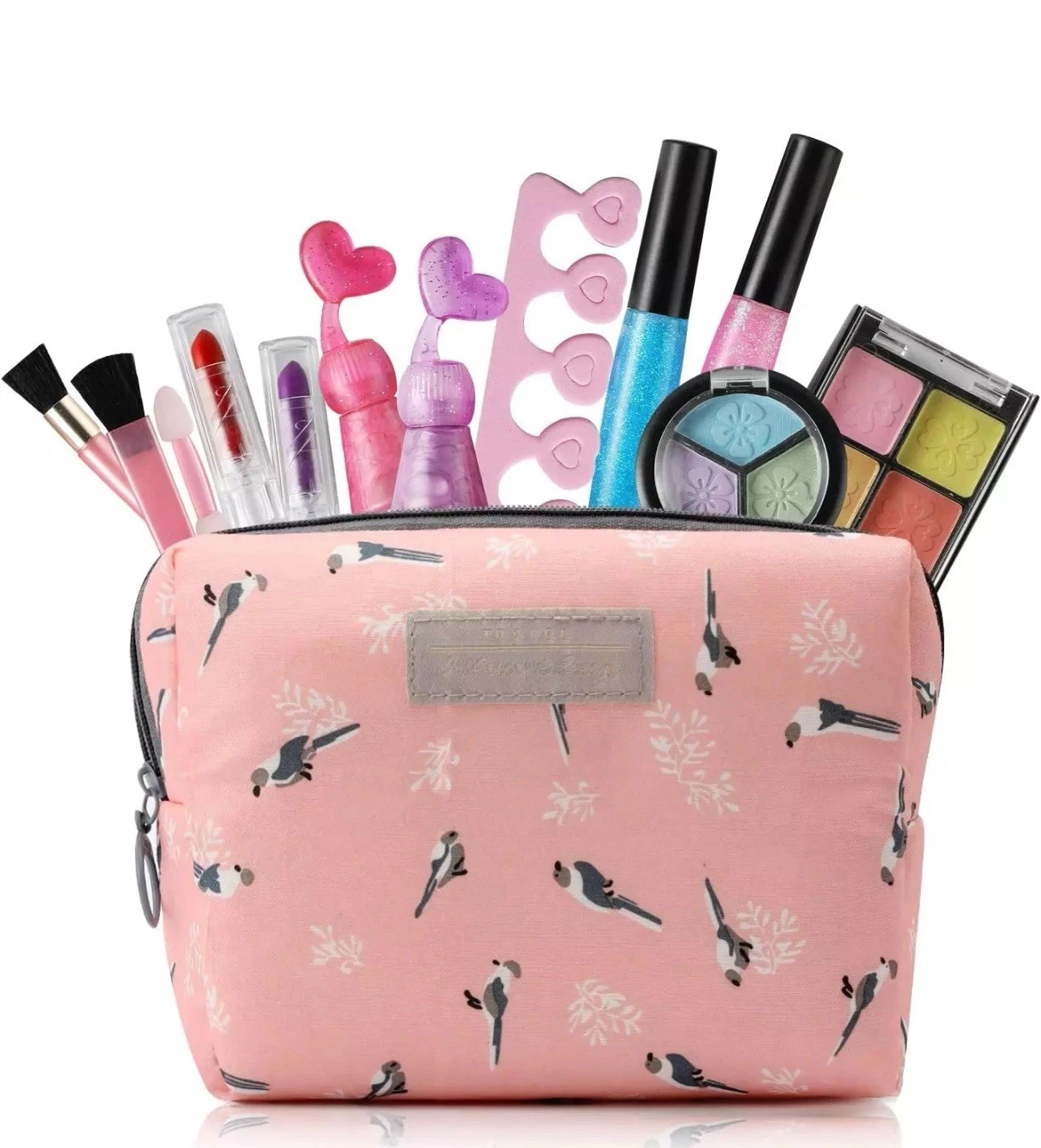 Kids Makeup Kit for Girls with Cosmetic Bag, Washable Makeup Toys for Girls 3-8