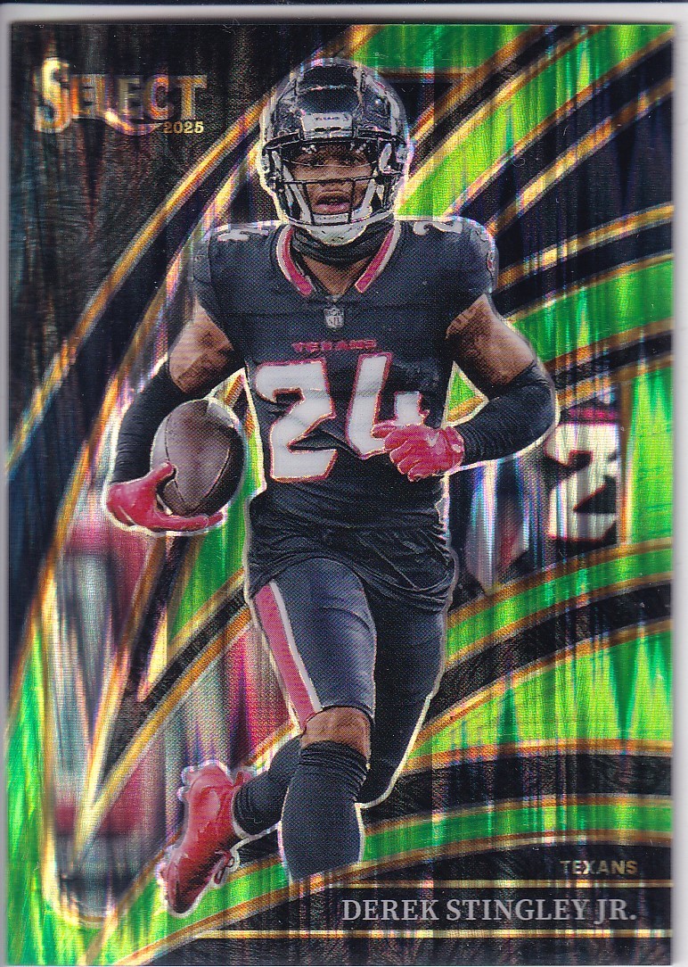 2025 Panini Select #235 Derek Stingley Jr. Neon Green Prizm Shock