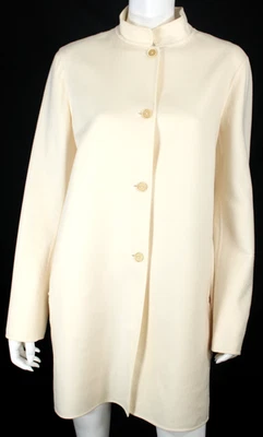 JIL SANDER Ivory Cashmere Button Front Lightweight Coat 38