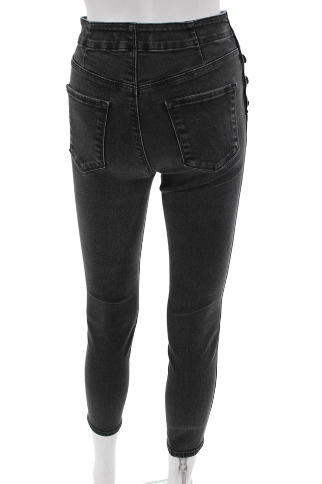 Pantalones de mezclilla ajustados al tobillo gris oscuro tiro medio botón 28 entrepierna talla 26 marca J para mujer Foto 3 de 4