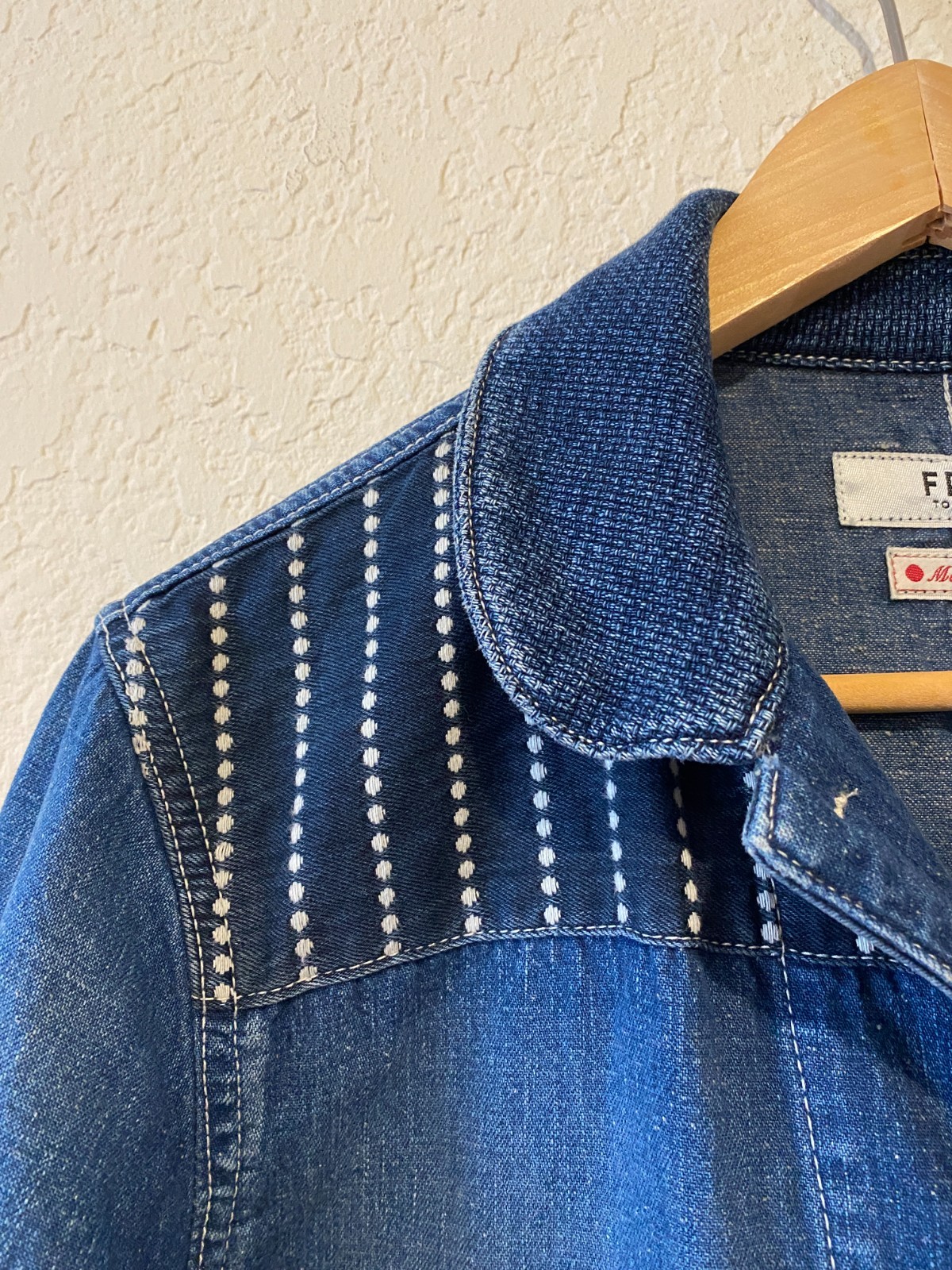 FDMTL Coverall Jacket Patchwork Boro Blue Denim T… - image 2