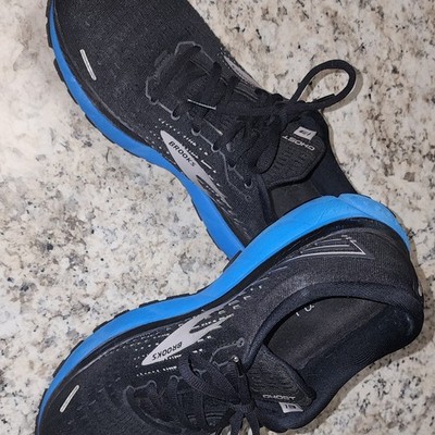 Brooks Ghost 13 Men's Running Shoes Black Blue Mesh Size 9.5 D Breathable