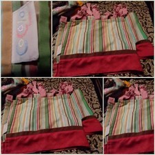 JUST REDUCES CRIB RUFFLE and 4 CoCaLo "ALPHABET SOUP"Tie Top Valance 12x52"