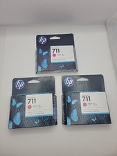 Lot Of 3 HP 711 29-ml Magenta DesignJet Ink Cartridge, CZ131A Exp 2023 2022 Oem.