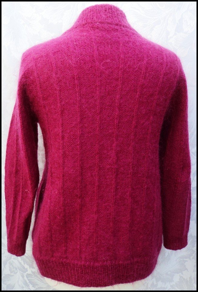 Vintage 1980s cardigan LITTLEWOODS fuschia mohair blend cardi fits size