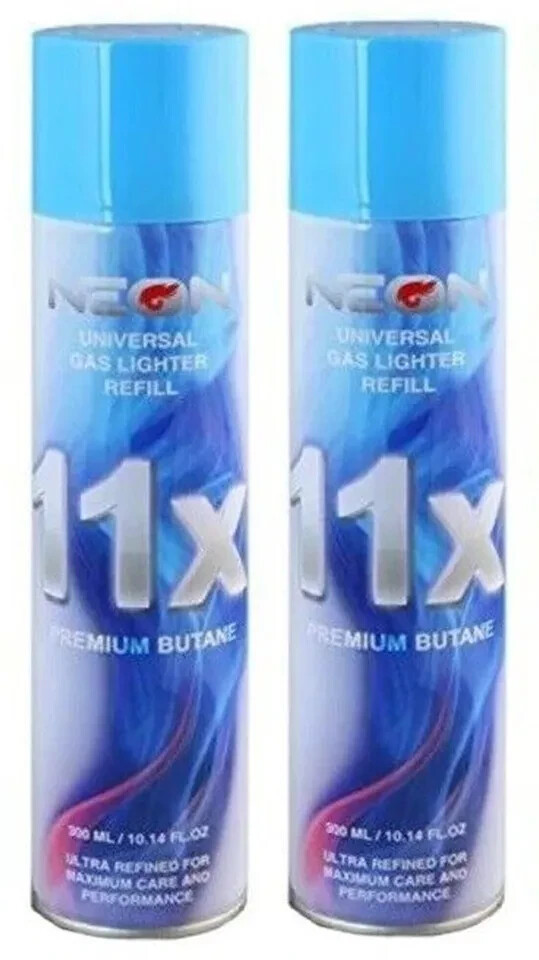 11x Gas Refill Butane Fluid Fuel Refined 300ml 10.1 (pack Of 2)