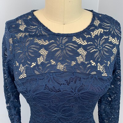 AX Paris Dress Womens Small Navy Blue Floral Lace Bodycon Mesh | eBay