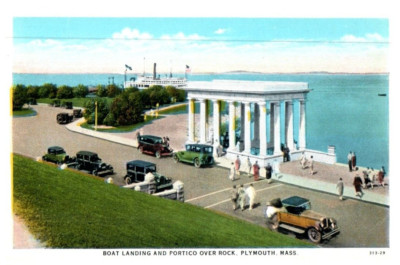 Plymouth Massachusetts Boot Anlegestelle & Portikus Über Felsen Postkarte