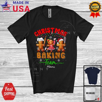 Personalized Custom Name Cookie Baking Team Three Gingerbreads Crew Xmas T-Shirt