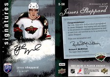 2007-08 Be A Player Signatures #SSH James Sheppard AUTO - NM-MT