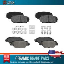 Front Rear Ceramic Brake Pads Set for 16-22 Mazda CX-9 Brake Pads+Hardware Kits